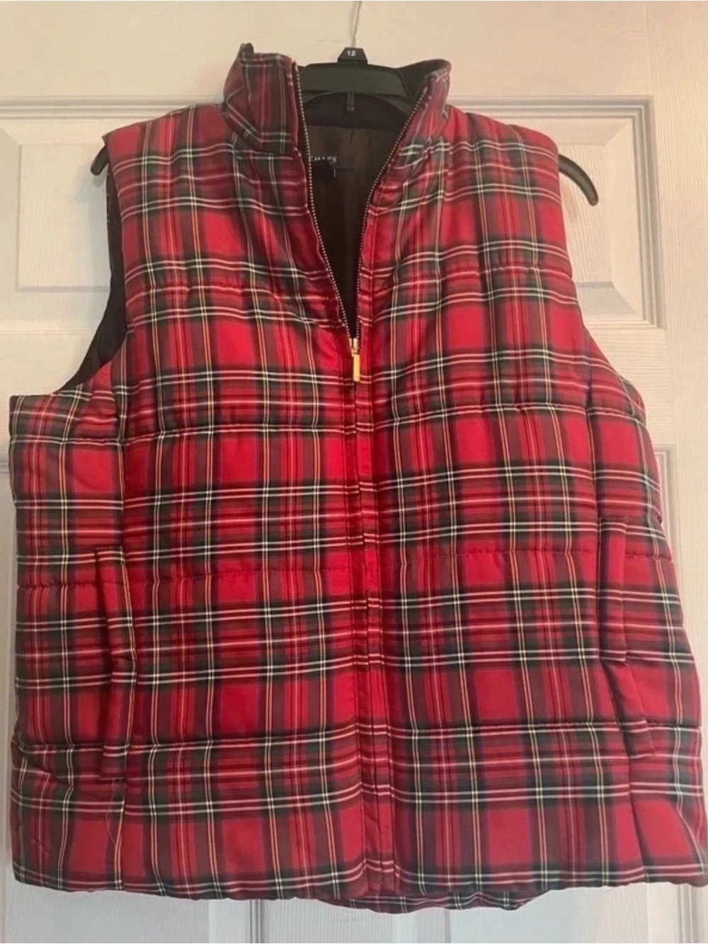 Women’s CHAPS Red Plaid Quilted Puffer Vest Size L